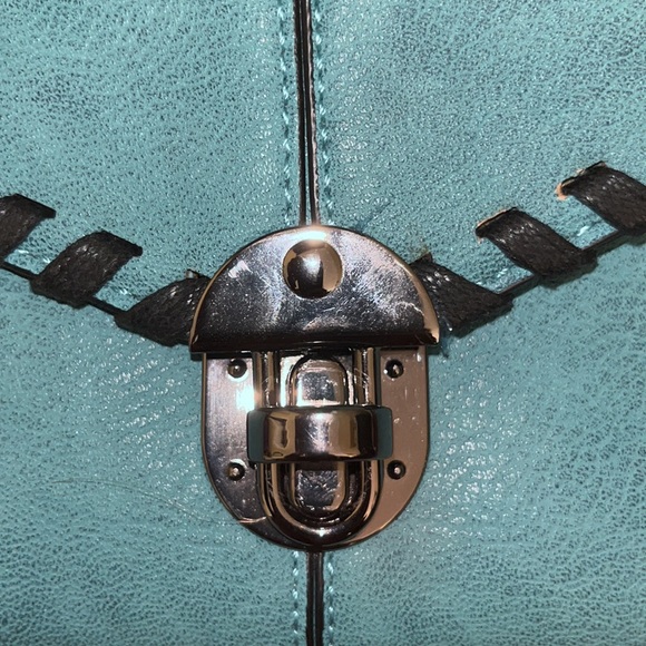 New Sydney Love aqua turquoise vegan leather handbag purse clutch - Picture 3 of 10